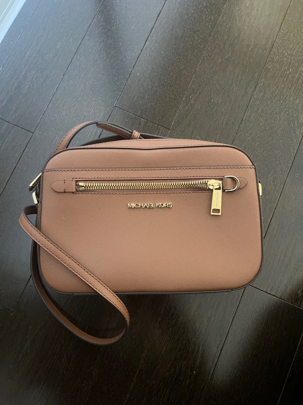 Michael Kors Blush Leather Crossbody with Gold Hardware